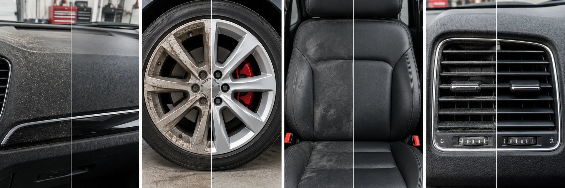 Four automotive detailing before and after results